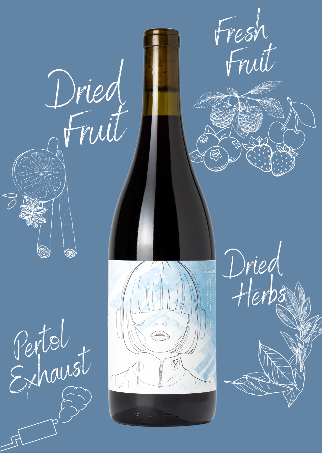 2024 No Love Lost Sonoma Zinfandel — head-trained vines from Alexander Valley’s Geyser Vista, hand-farmed and made with semi-carbonic maceration. Bold layers of fresh berries, herbs, dried fruit, and tapenade with a touch of petrol. Distinctive, dramatic natural Zinfandel at 13.6% ABV.