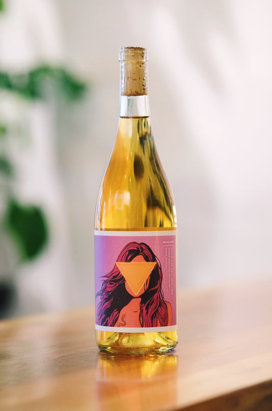 Bottle of No Love Lost 2023 Picpoul Blanc Orange natural wine, featuring zesty citrus and stone fruit flavors, light tannins, and a bold amber hue, crafted with minimal intervention for natural wine enthusiasts.