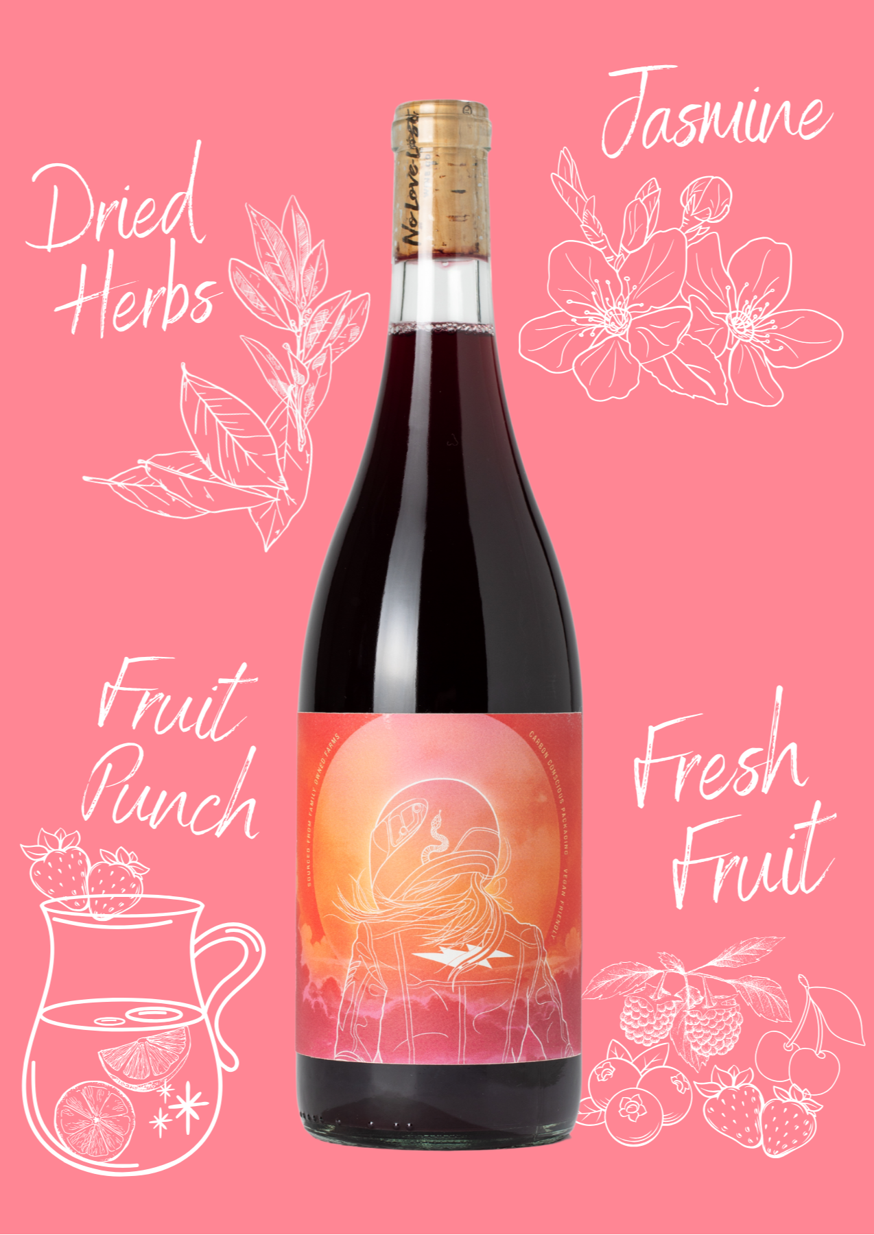 2023 No Love Lost Chillable Red natural wine – a light, refreshing organic red wine perfect for chilling, with bright fruit flavors and crafted using sustainable, natural winemaking methods.